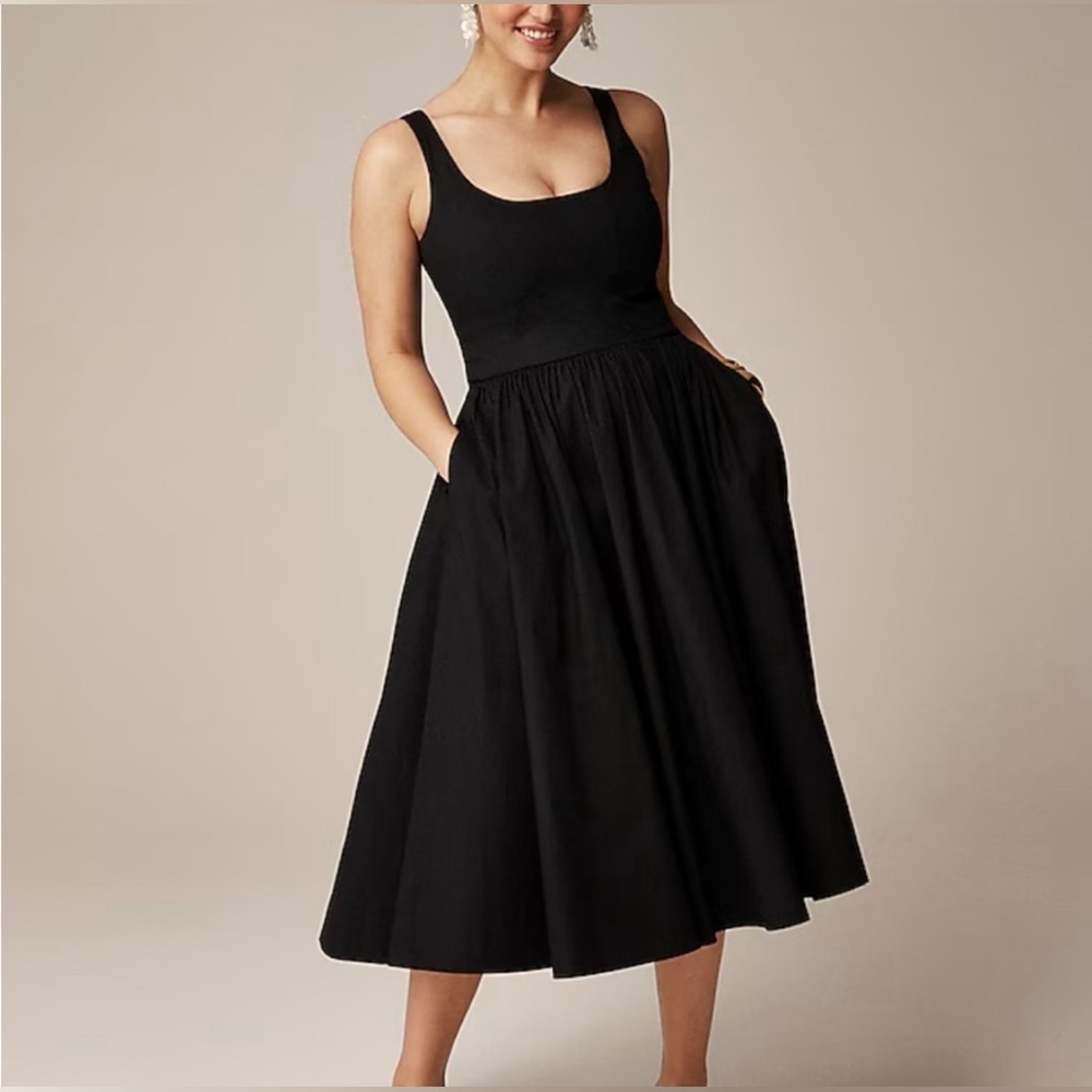 NWT J.Crew Fit-and-flare midi dress in cotton poplin
